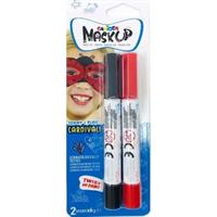 MASK UP FACE MARKERS 2x CARNIVAL! - BLACK/RED - CARIOCA